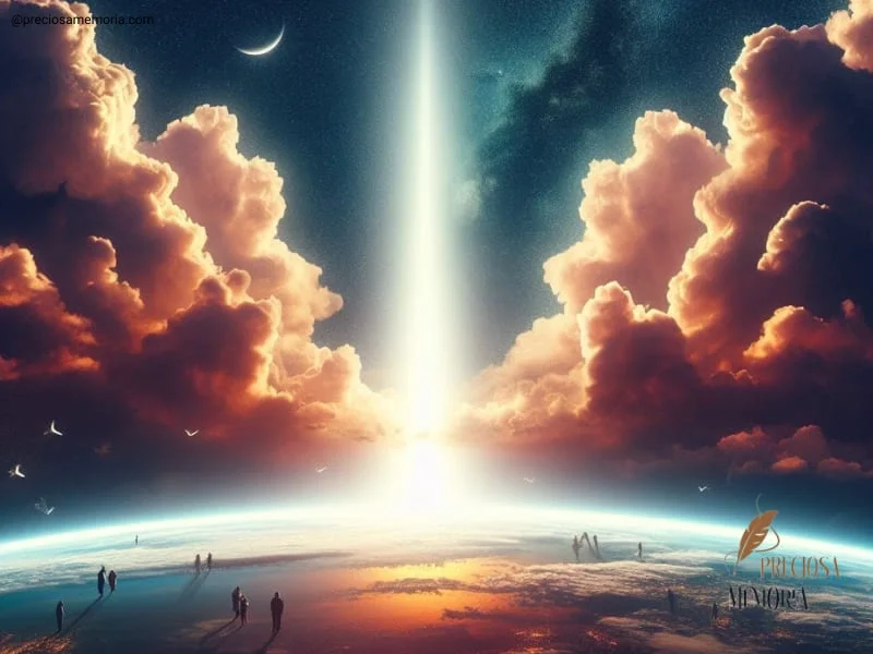 duas nuvens com uma luz no meio.