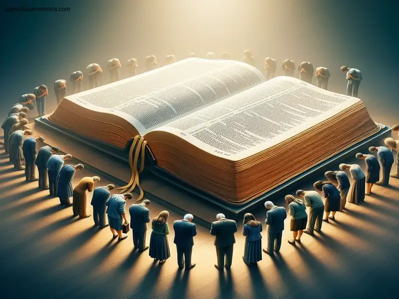 pessoas curvadas diante da Bíblia, demonstrando que Deus ainda fala